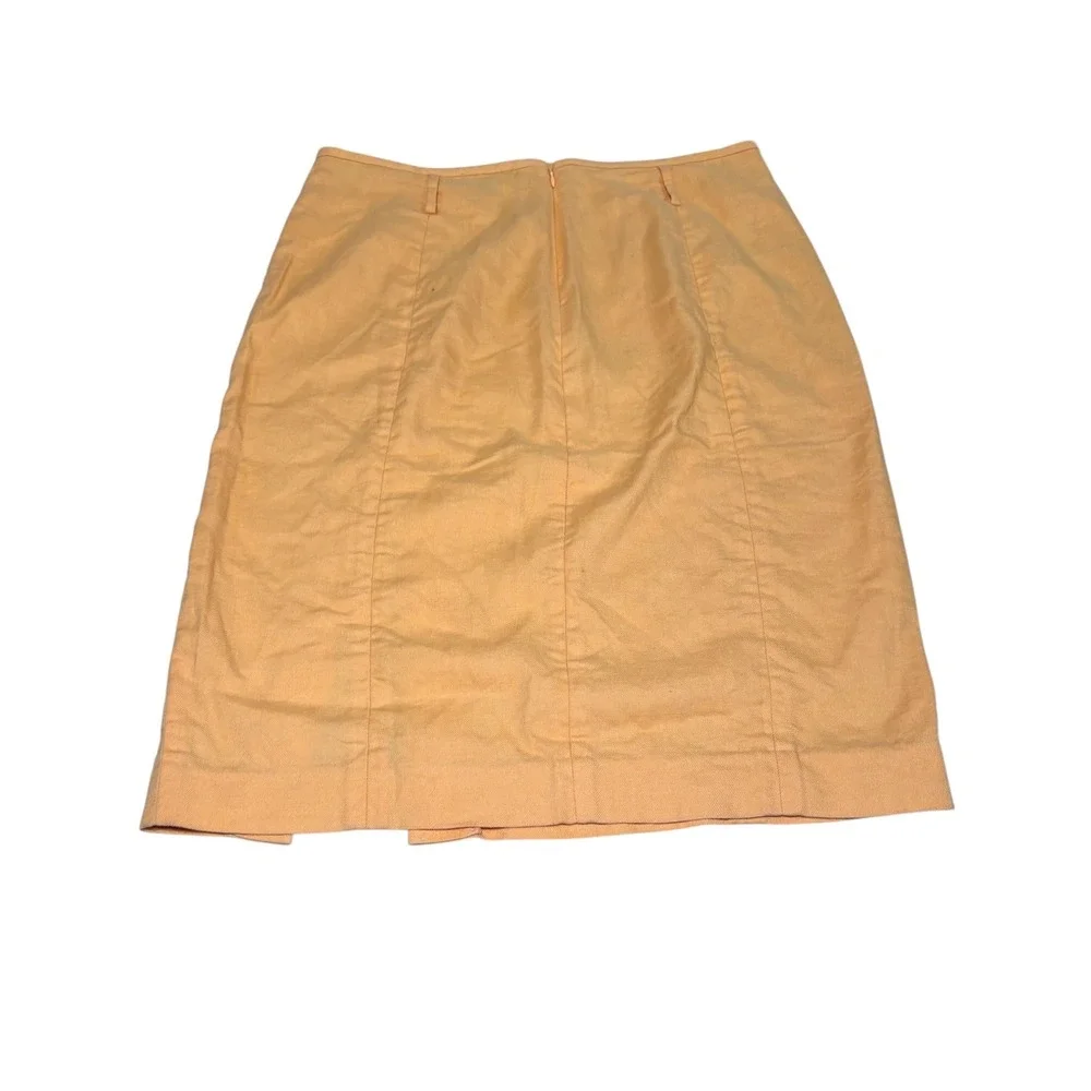 J.‎ Crew Tangerine Orange Front Slit Linen Blend Skirt 14 Lightweight Y2K Peach